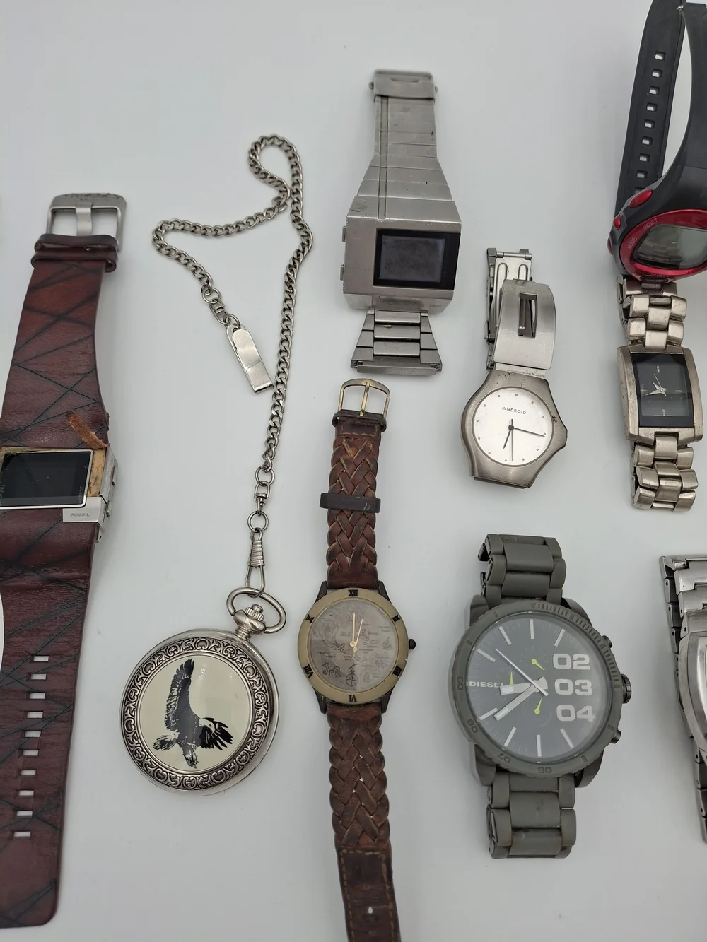 Men's Watch Lot (Skagen, Diesel, Casio, Kenneth Cole) For Parts Or Repair